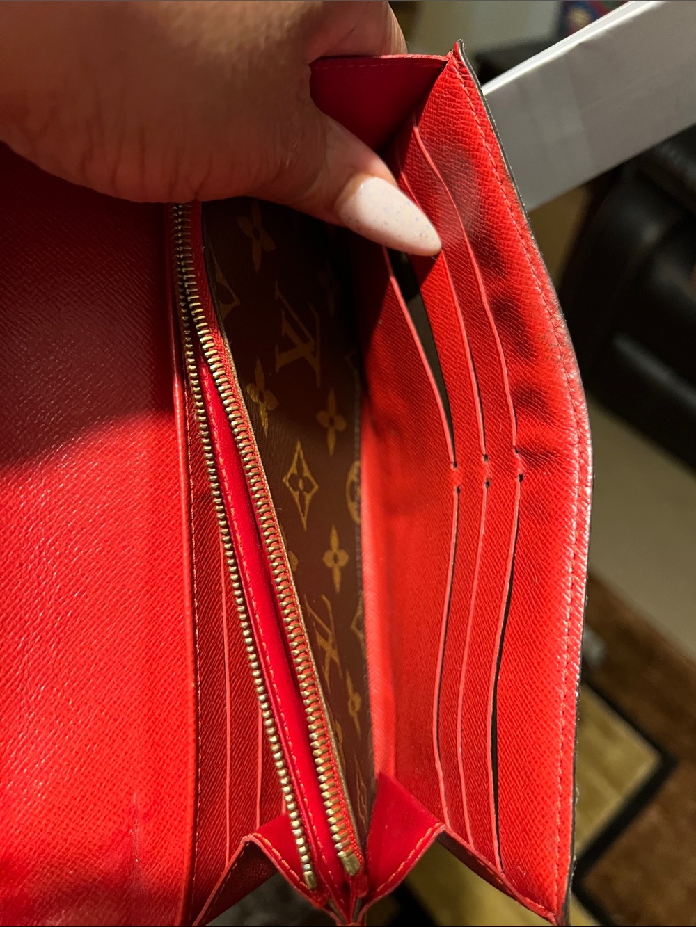 🔥🔥🔥Louis Vuitton Brown Monogram Envelope Wallet with Red Trim with 2 COA! - Picture 13 of 15